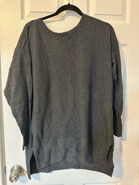 a.n.a Charcoal Ribbed Crewneck Sweater